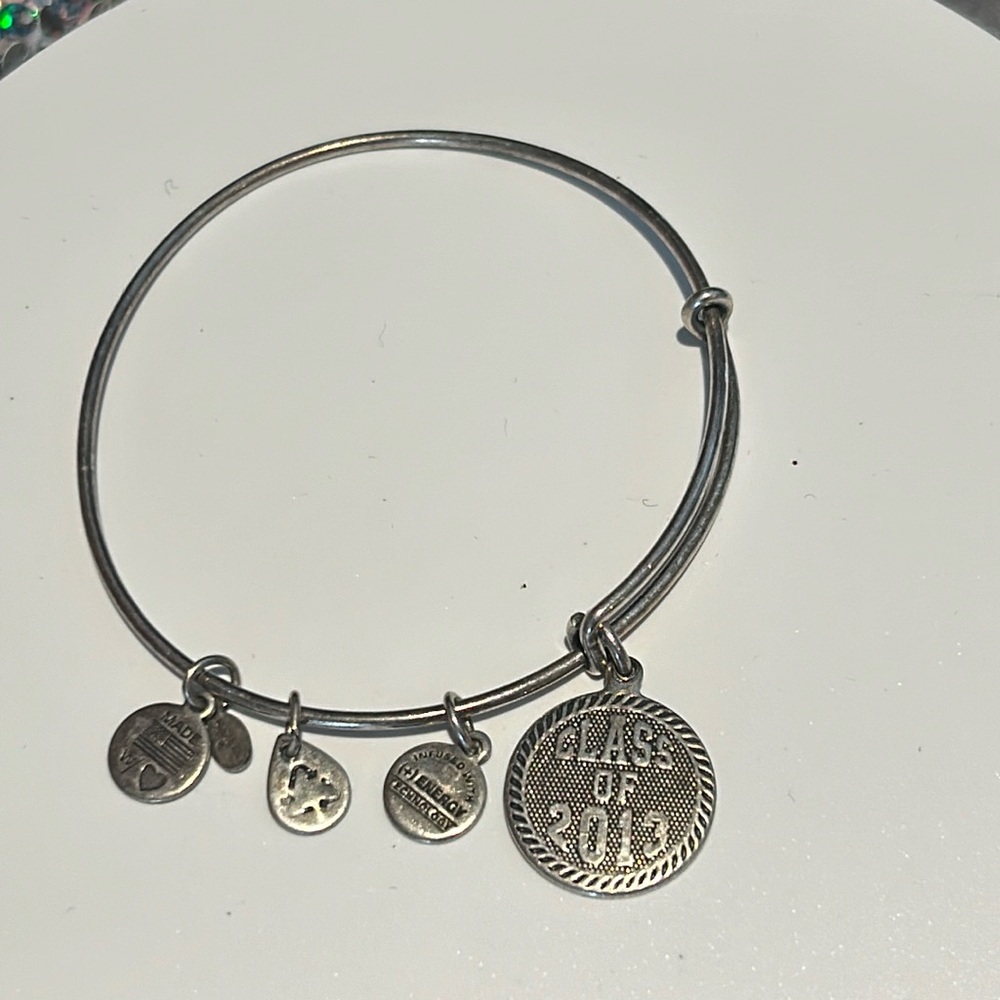 #8 Stainless Steel Alex And  Ani bracelet with four charms